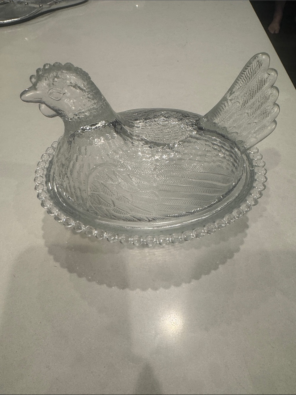 Vintage Indiana Clear Glass Hen on Nest